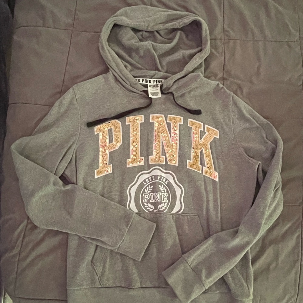 Victoria's Secret Gray Hoodie with Sequin Detail